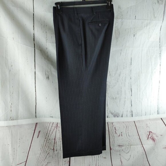 Jones New York 46R Wool 3 Button Charcoal Striped 2pc Suit 36x25 Pleated - Picture 16 of 16